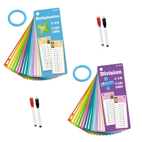 30 Piezas Tarjetas de Aprendizaje, Tabla de Multiplicar para Niños con 2 Marcadores Borrables y Anillos, Tarjetas Flash de Matemáticas para Primaria y Uso en Casa