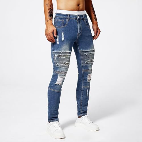 Denim Pants Men Vintage Classic Ripped Slim Tapered Jeans Travel Motorcycle Utility Stretch Joggers Street Wear2