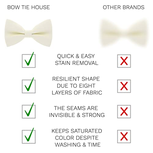 Image of Bow Tie House Mens Bowties Pre-tied Shape Clip on Bowtie Solid Men Formal Wear for kids, baby boys, toddler any age bow ties