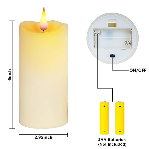 Image of Aignis Indoor Flameless LED Candles Battery Operated with Remote Timer and Unique Double-Color Flame for Home /Wedding /Holiday Decor, Set of 2(D 2.95 inch x H 6 inch)