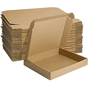 HORLIMER Petite Boîte Carton d’expédition 330x254x51MM Lot de 25, Carton de Livraison Pliable pour Expédition Postale, Courrier, Bougies ou Cadeau, Brun