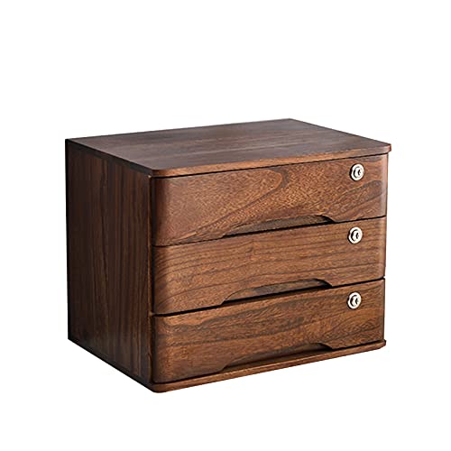 Cajonera de madera con cerradura para suministros de oficina y organizador de recibos, almacenamiento seguro para uso doméstico y de oficina