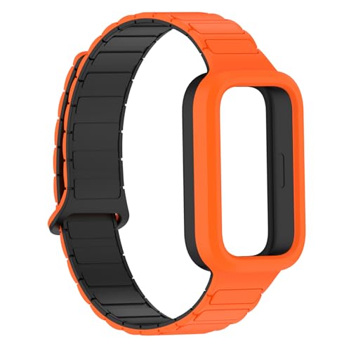 [SHEAWA] for Xiaomi Smart Band9 Active �o���h+�P�[�X��̌^ �x���g �����o���h �V���R�� �}�O�l�b�g���ߎ� �S�ʕی� �ȒP���� �݊��i ���͎��� �ւ��o���h �����x���g �A�N�Z�T���[ (�I�����W�{�u���b�N)