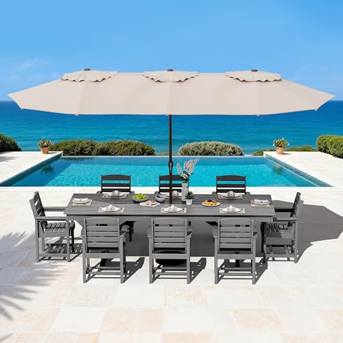 Image of SERWALL Outdoor HDPE Dining Chairs with Arms & Widended Seat, Set of 4, Gray