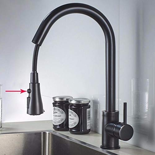 (similar) Kitchen Mixer tap All-Copper Drawing Kitchen Cold and Hot Water Faucet Universal Rotary Flume,Black B Interesting Life