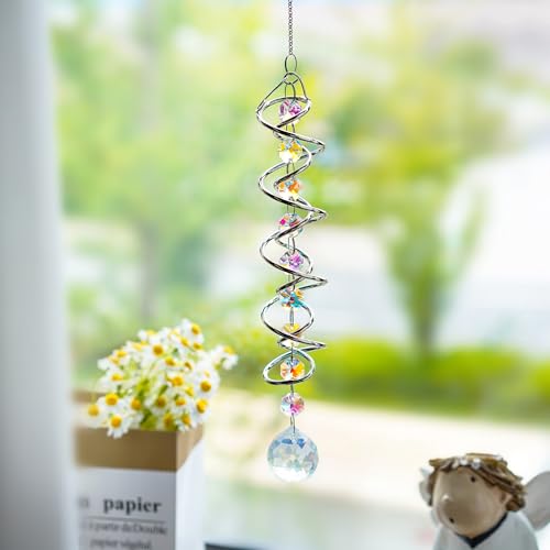image for H&D HYALINE & DORA 20.5in Crystal Sun Catcher,Colorful Hanging Suncatc