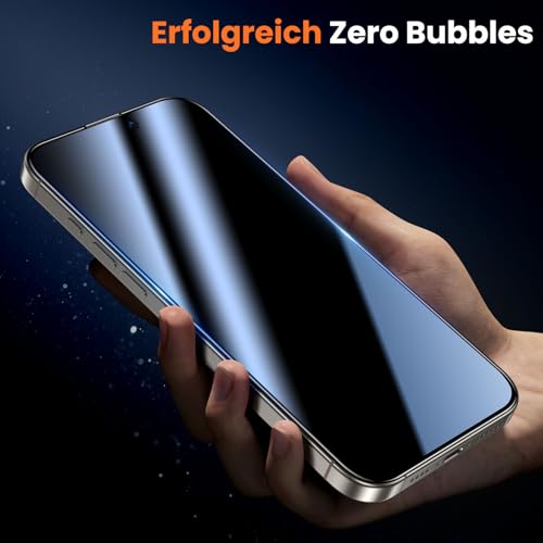 UniqueMe für iPhone 15 Pro Max für Panzerglas Sichtschutz - Privacy Schutzfolie, Automatische Installation, Bruchsicher Militärniveau, Anti-Spy Folie, 2 Stück 5