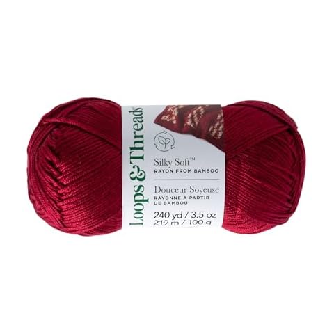 Silky Soft Yarn by Loops & Threads - Yarn for Knitting, Crochet, Weaving, and Arts & Crafts - Red, Bamboo, 3.5 oz Cover