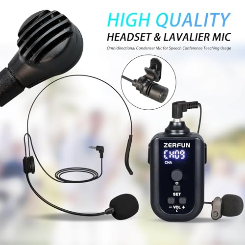 Image of 4 Channel Rechargeable Wireless Microphone System, Pro UHF Metal Handheld Headset Lavalier Lapel Cordless Mics for Karaoke Singing Church with VOL Control, 4x50 Adjustable Frequency(G8)