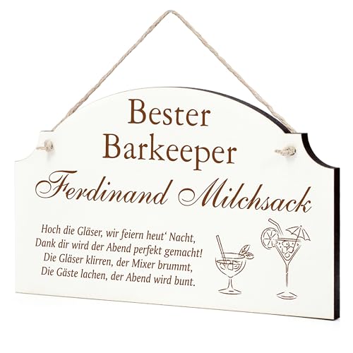 Dekolando Sign Best Bartender Best Bartender Gift - Funny Gifts in 3 Sizes for Birthday Christmas Easter Santa Claus - for Men Women Colleagues Employees