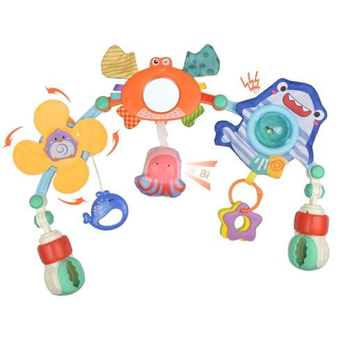 Coriver Juguete para Cochecito de Bebé, Juguete Ajustable con Clip para Cuna, Arco de Juegos Bebe Hamaca Cochecito, Arco Colgante Colgar Actividades Juguetes para Niños Niñas 0 3 6 9 12 Meses