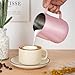 Amrules Milk Frothing Pitcher, 20 oz Milk Frother Cup with Clear Scale, 304 Stainless Steel Cappuccino Espresso Machine Accessories for Barista Coffee Bar with Latte Art Pen, Pink