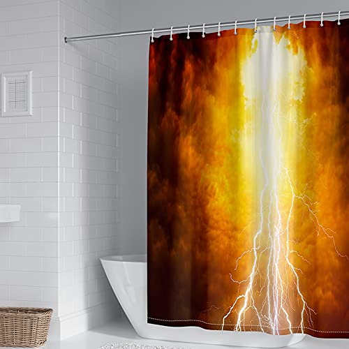 Rideau de douche 180x200cm KnSam éclair orange en polyester imperméable - 2