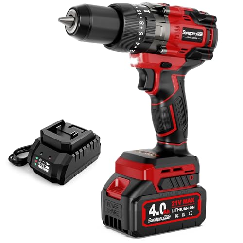 SundpeyPRO 130Nm Perceuse Visseuse Sans Fil - 21V Brushless Visseuse Devisseuse Sans Fil, Batterie 4,0Ah, 20+3 Réglages de Couple, Mandrin 13mm, 2 Vitesses,...