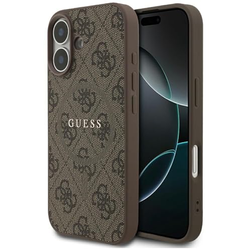 CG MOBILE Guess 4G Ring Classic Logo Compatible avec MagSafe Coque pour iPhone 17 (marron)
