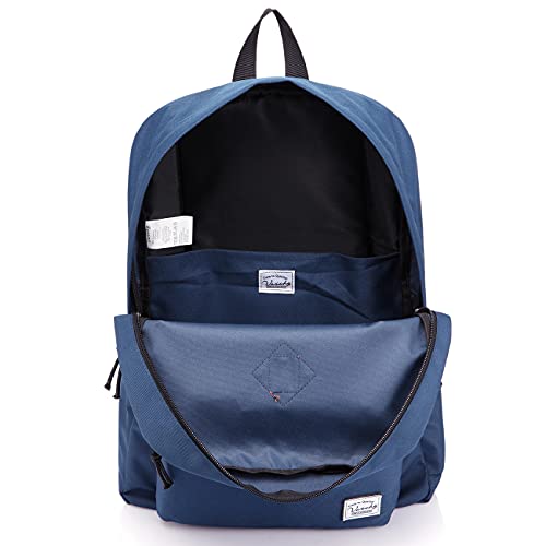 Vaschy Lightweight Backpack For School, Classic Basic Water Resistant Casual Daypack For Travel With Bottle Side Pockets (Navy) #TOP7