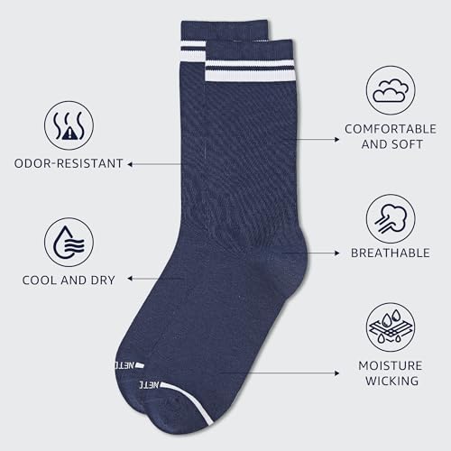 netdraw Men's Super Soft Bamboo Viscose Crew Socks Breathable Seamless Reinforced Toe 3 Pack3