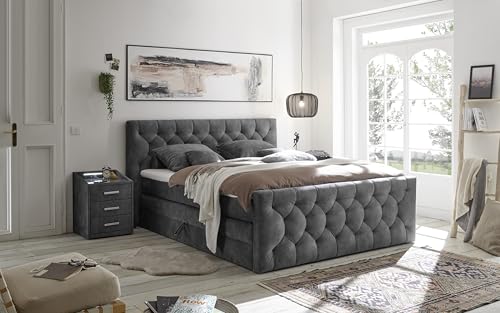 CASHFIELD 8 Boxspringbett mit Bettkasten 180x200, Anthrazit - Bequemes Doppelbett mit 7-Zonen-Federkern Matratze & Kaltschaum Topper mit Klimaband - 200 x 113 x 225 cm (B/H/T) CASHFIELD 8 Boxspringbett mit Bettkasten 180x200, Anthrazit - Bequemes Doppelbett mit 7-Zonen-Federkern Matratze & Kaltschaum Topper mit Klimaband - 200 x 113 x 225 cm (B/H/T)