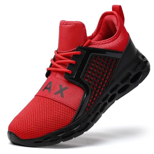 Image of Ezkrwxn Men Sport Running Shoes Mesh Breathable Comfort Fashion Casual Tennis Walking Sneakers Gym Running Jogging Shoe Black Red Size 9.5