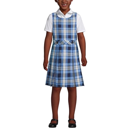 Lands' End Uniform Custom Jumper Top of Knee Clear Blue Plaid Kids 142