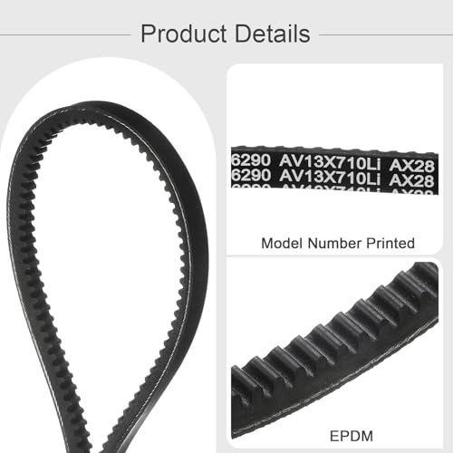 Image of uxcell 3 Pcs AX28 EPDM V-Belt, Raw Edge Cogged Industrial Rubber V Belt 1 /2 inch Width x 28 inch Inside Circumference