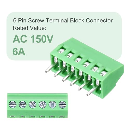 Conectores de bloque de terminales de tornillo para evitar fallos en PCB de 6 pines, 30 piezas 5