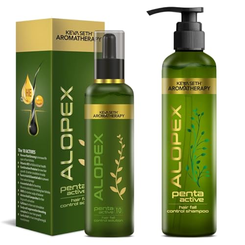 MACA Keya Seth Aromatherapy, Alopex Penta Active New Hair Growth & Hair Fall Control Treatment Kit, Clinically Proven, DHT Blocker,Enriched with Korean Red Ginseng, Biotin & Vitamin E (Pack Of 1)