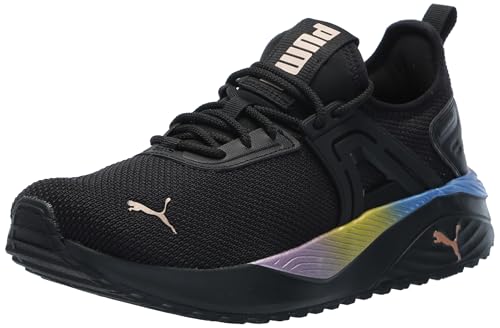 Image of PUMA Kids Girls Pacer 23 Rainbow Road Lace Up Sneakers Shoes Casual - Black