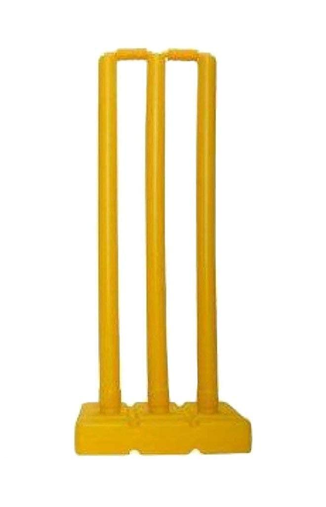 THE KAVYA Plastic Wicket Set Yellow Kids Cricket Stumps Solid Stand Base for Kids to Senior Boys-picture-11