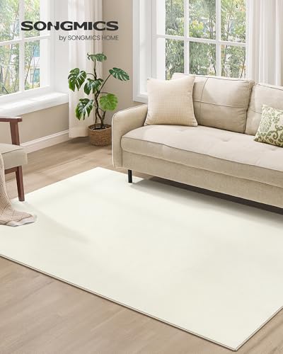 Miniatura 3 de SONGMICS Alfombra, 160 x 230 cm, Alfombra Antideslizante, Decoración del Hogar, para Salón, Dormitorio, Lavable a Máquina, Estilo Moderno, Blanco Crema TAR013WZ02