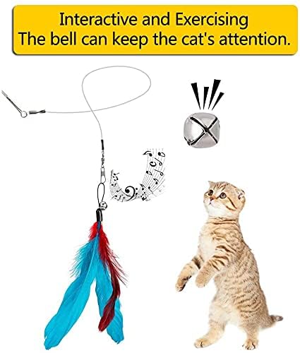 ERITIN Cat Interactive Toys Set with Retractable Teaser Wands and Feather Worm Toys Kitten Variety of Vibrant Colours Activity to Exercise Cats and Kittens 3