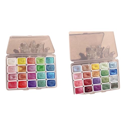 Shifting Watercolor Painting Set, 20 Colours Forestey Shifting Watercolor Painting, Metallic Watercolor Paint Set, Colourful Shimmer Watercolor Paints, Glitter Watercolour Solid Paint Box (Style A+B)