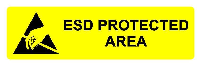 ESD protected area safety sign - 1mm flexible Plastic sign (300mm x 100mm)
