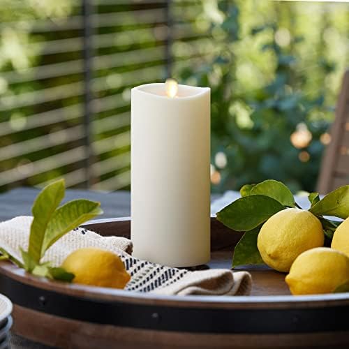Luminara Realistic Artificial Moving Flame Outdoor Pillar Candle - Moving Flame LED Battery Operated Lights for Outside Christmas, Thanksgiving - Remote Ready - Remote Sold Separately - 3.25" x 6.5"