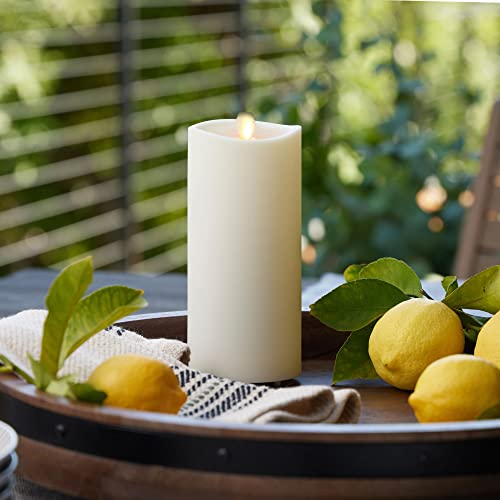 Luminara Realistic Artificial Moving Flame Outdoor Pillar Candle - Moving Flame LED Battery Operated Lights for Outside Christmas Thanksgiving - Remote Ready - Remote Sold Separately - 3.25 x 6.5
