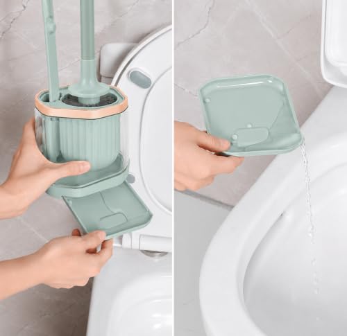 Image of Vasukie Toilet Brush and Holder Set, with a Extra Crevice Cleaning Brush Deep Cleaning Toilet Bowl Brush for Bathroom Toilet Brushes for Bathroom Wall Mounted Water Drop (Baby Blue)