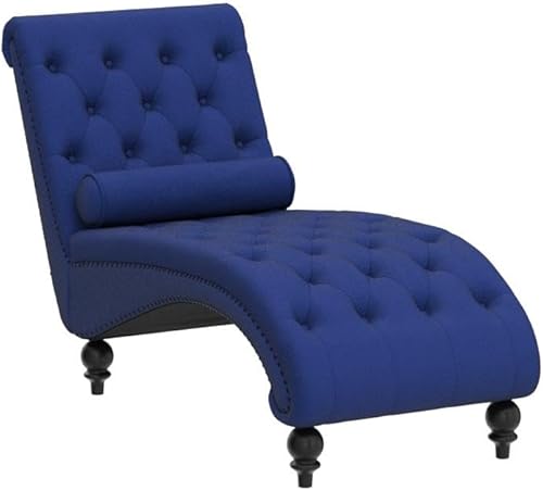 Miniatura 10 de RXRRXY Moderna tumbona de terciopelo para interiores con ribete de cabeza de clavo, sillón sin brazos con botones para interior con almohada lumbar