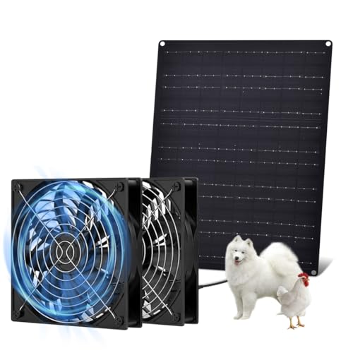 Solar Powered Fan Solar Exhaust Fans 15W Panel & 2-Pack Waterproof for Greenhouse Intake or Exhaust Air Cooling Doghouses Pet House Air Ventilation and Circulation