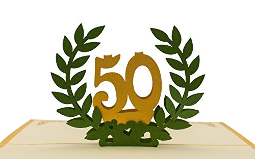 Wenskaart I kaart gouden bruiloft, uitnodiging 50 jaar bruiloft I edel elegant hoogwaardig I pop-up kaart, L11 - Image 3
