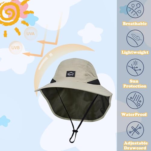 Image of ZOORON Kids Sun Hat with Neck Flap UPF 50+ Beach Hats for Baby Boys Girls