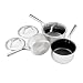 Produktbild Ninja Foodi ZEROSTICK Edelstahl 3-teiliges Pfannenset mit hitzegehärteten Glasdeckeln, 16cm, 18cm, 20cm, antihaftbeschichtet, induktionsgeeignet, backofen- und spülmaschinenfest, C63000EU