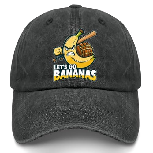 Lets Go Banana Hat for Women Funny Washed Distressed Baseball Cap