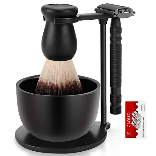 Amazing Razor Shaving Kit - Mysterious Black Men s Shaving & Grooming Sets - Safety Razor,Friendly Brush,Great Shaving Stand,Shaving Soap Bowl, Super Stainless Blades