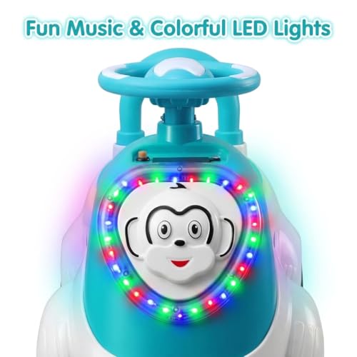 Image of Kids Ride-On Push Car with LED Lights & Steering Wheel - Toddler Ride On Toy Car with Music, Storage Seat & Backrest, Indoor Outdoor Ride Toy for Boys & Girls (Ages 1.5-3)