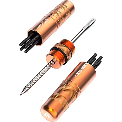 Image of KOM Cycling Tubeless Tire Repair Kit for Bikes - 8 Colors! Fixes Mountain Bike and Road Bicycle Tire Punctures - Includes Tire Repair Fork and Reamer, 8 Bacon Strips. Tubeless Bike Tire Repair Kit