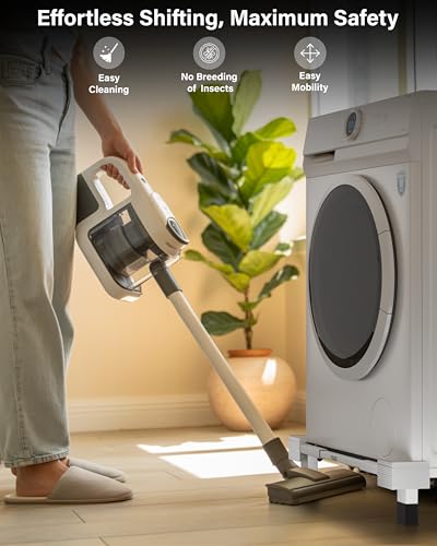 Image of FEDUS MAXISTAND Heavy Duty Metal Fridge Stand Trolley (No Wheels) Anti-Vibration Adjustable Base (20x20 to 27x30 Inch) for Single Double Door Refrigerator, 225kg Load Samsung, Haier, LG, Haier, Godrej