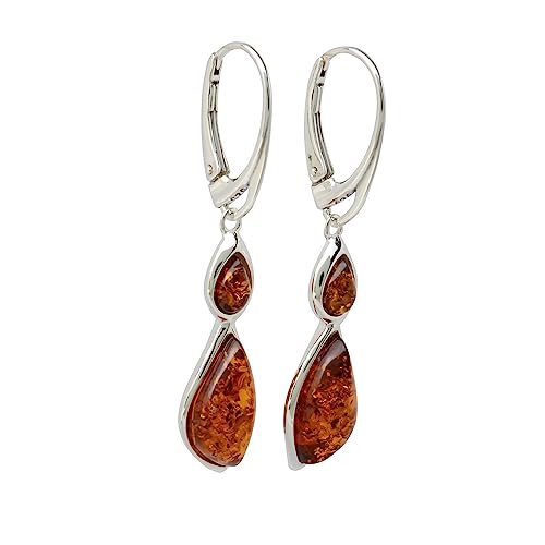 Pendientes de plata de ley y ámbar báltico Samara ideales para looks de oficina