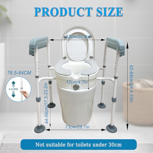 Rehausseur de toilettes adulte réglable et chaise percée avec accoudoirs pour PMR - 2