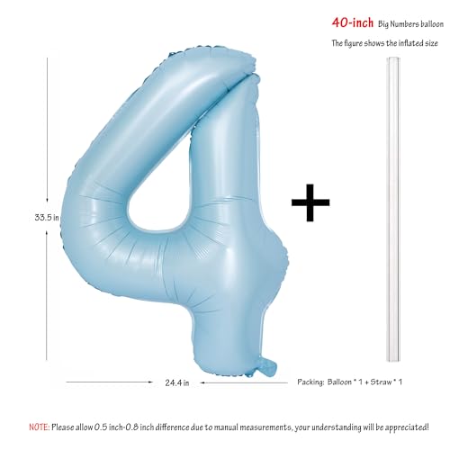 Image of 40 In Matte Blue Number Balloon 4 large Big Foil Mylar Balloon Blue Balloon