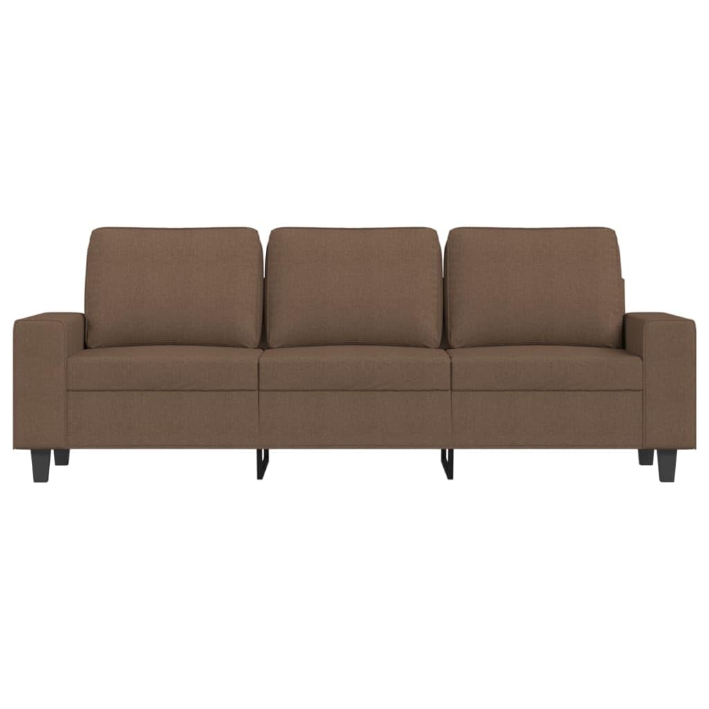Canapé 3 places avec tabouret, marron, 214 cm, en tissu, canapé